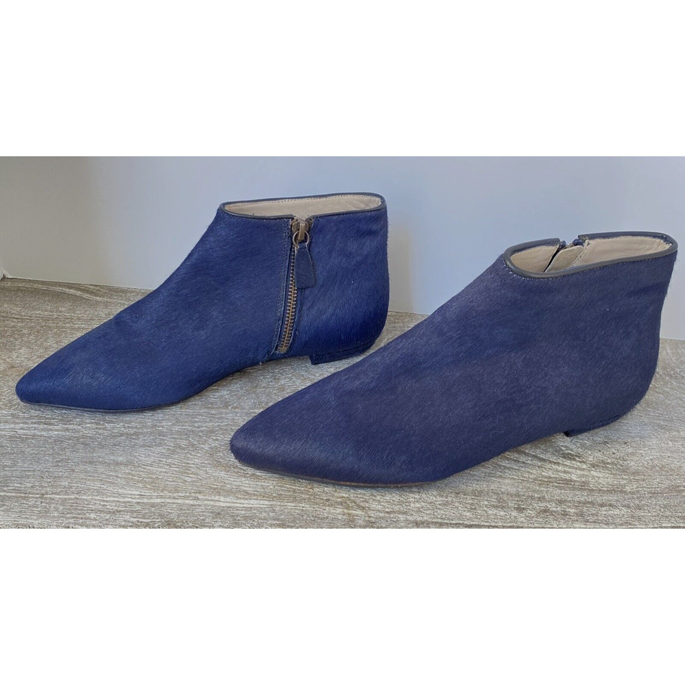 BODEN Joni Zip Up Pony Hair Bootie Navy Blue SZ 6M NWOB
